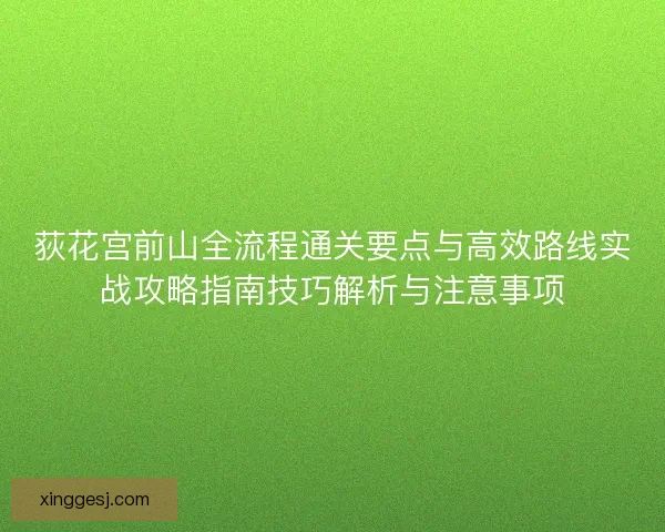 荻花宫前山全流程通关要点与高效路线实战攻略指南技巧解析与注意事项