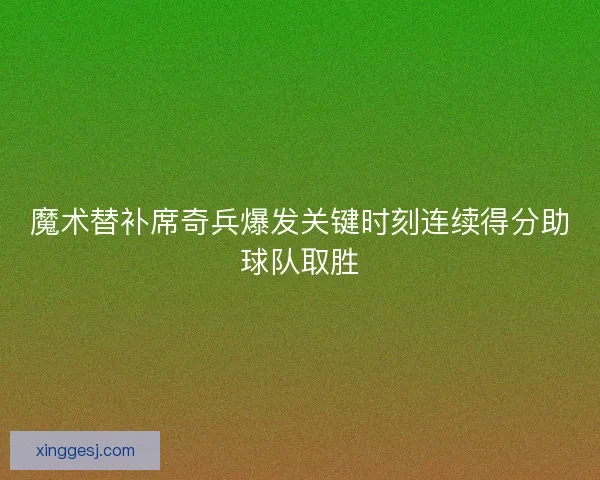 魔术替补席奇兵爆发关键时刻连续得分助球队取胜